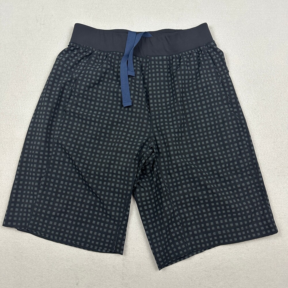 Lululemon Shorts Men Medium Black Gray T.H.E. Short Grid Lightweight Drawstring